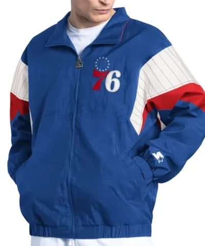 Royal Philadelphia 76ers Yard Line Nylon Jacket