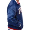 Philadelphia 76ers Zip-Up Bomber Blue Satin Jacket