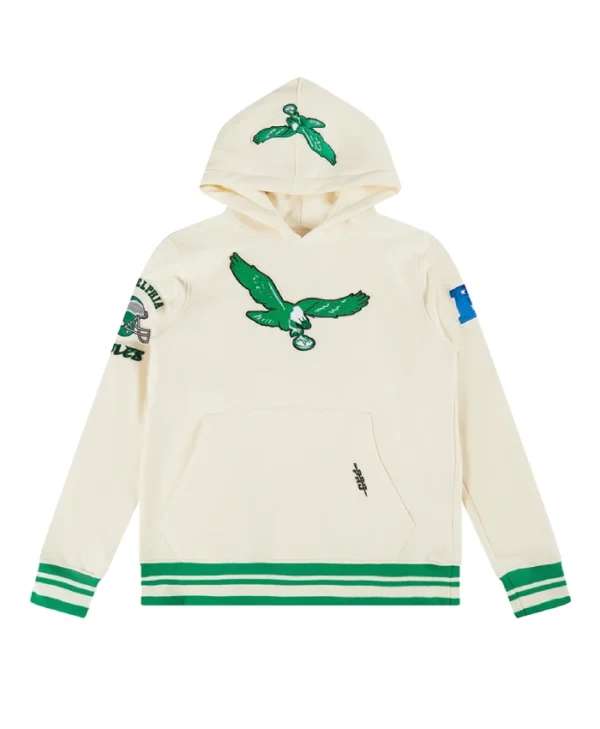 Philadelphia Eagles Retro Classic Cream Pullover Hoodie