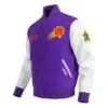 Shop Phoenix Suns 202425 City Edition Chenille Purple Varsity Jacket