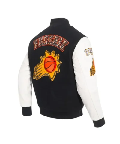 BlackWhite Phoenix Suns Animal Print WoolLeather Varsity Jacket