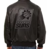 Phoenix Suns Shirt Collar Black Leather Jacket