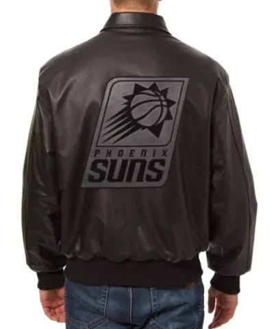 Phoenix Suns Shirt Collar Black Leather Jacket