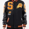 Phoenix Suns Logo Mashup Varsity Black WoolLeather Jacket