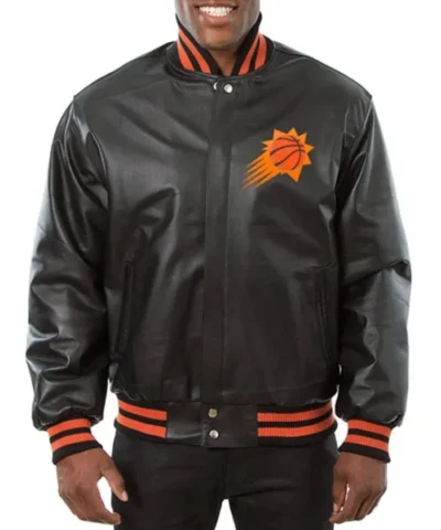 Phoenix Suns Full-Snap Leather Black Jacket