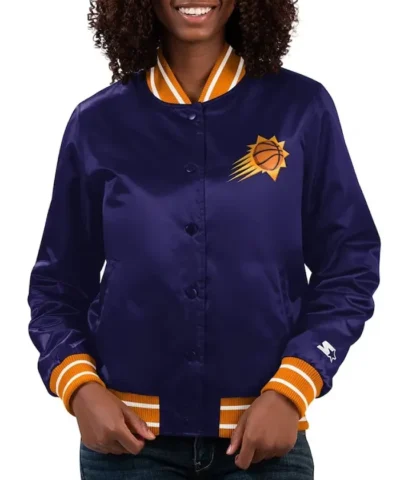 Phoenix Suns Full Count Full-Snap Varsity Satin Purple Jacket