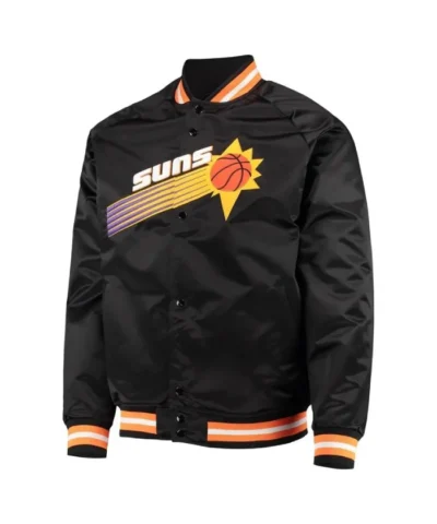 Shop Phoenix Suns Hardwood Classics Full-Snap Satin Bomber Black Jacket