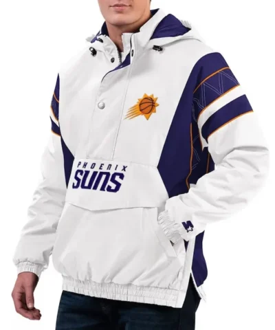 Home Team Phoenix Suns Half-Zip Hoodie White Jacket