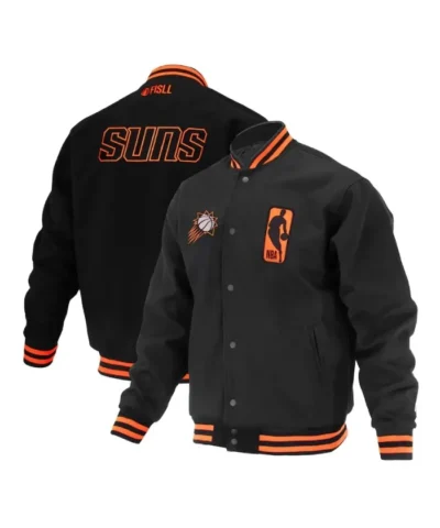Phoenix Suns Logoman Shadow Varsity Full-Snap Wool Black Jacket