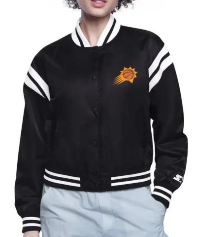 Shop Phoenix Suns Printed Logo Varsity Satin Jacket
