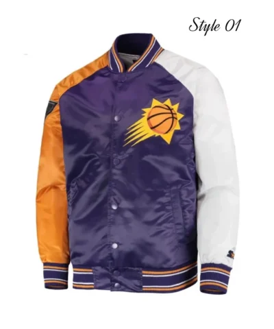 Shop Phoenix Suns Reliever Varsity Raglan Full-Snap Satin Purple Jacket