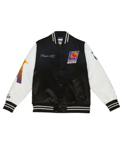 Shop Phoenix Suns Team Origins Varsity Full-Snap Satin BlackWhite Jacket
