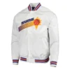 Throwback Phoenix Suns White Full-Snap Satin Jacket