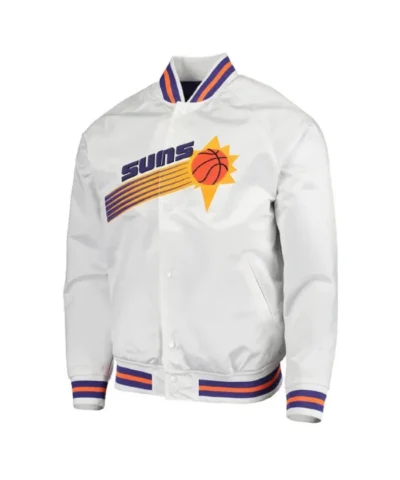 Throwback Phoenix Suns White Full-Snap Satin Jacket