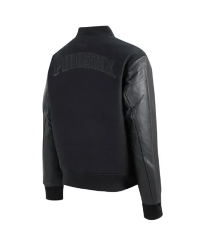 Black Phoenix Suns Triple Full-Zip WoolLeather Varsity Jacket