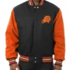 Phoenix Suns Domestic Two-Tone Black and Orange Varsity Wool Jacket