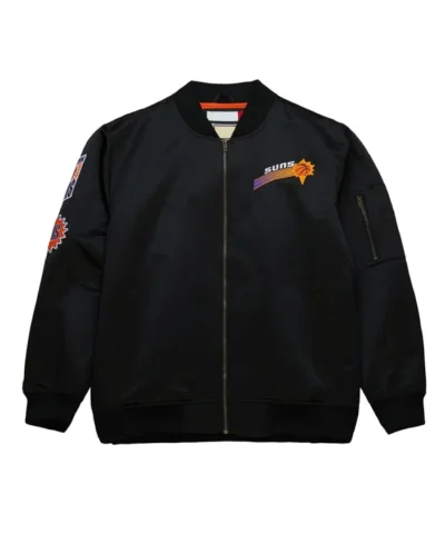 Vintage Logo Phoenix Suns Black Bomber Full-Zip Satin Jacket