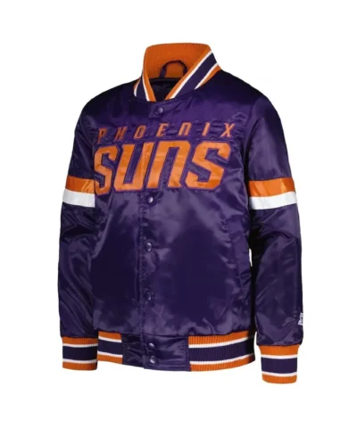 Shop Phoenix Suns Youth Home Game Varsity Full-Snap Satin Purple Jacket
