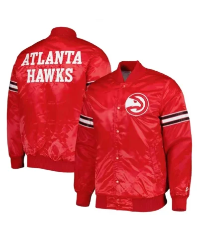 Pick & Roll Atlanta Hawks Red Full-Snap Satin Jacket