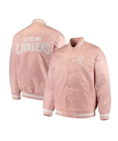 Pink Cleveland Cavaliers Full-Snap Satin Varsity Jacket