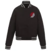 Portland Trail Blazers Poly Twill Black Full-Snap Jacket