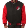 Portland Trail Blazers Black and Red Varsity All Wool Full-Snap Jacket