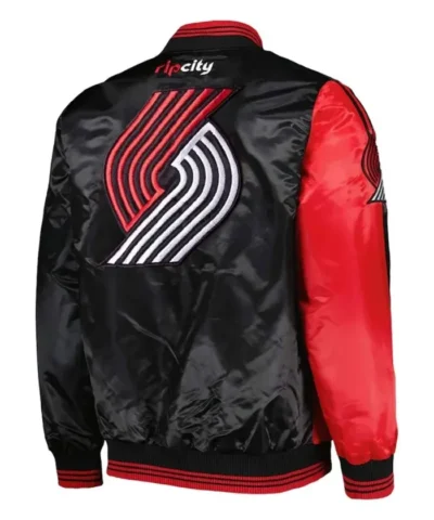 Portland Trail Blazers Fast Break Full-Snap Satin Red/Black Jacket