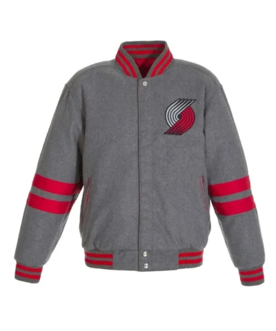 Portland Trail Blazers Varsity Full-Zip Wool Gray Jacket
