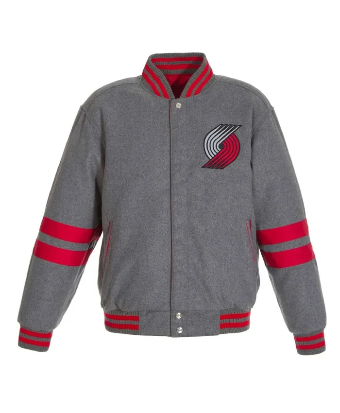 Portland Trail Blazers Varsity Full-Zip Wool Gray Jacket