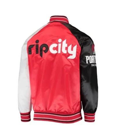 RedBlack Portland Trail Blazers Reliever Varsity Satin Jacket