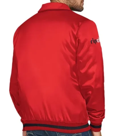 Portland Trail Blazers Stitch Applique Red Satin Jacket