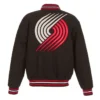 Shop Portland Trail Blazers Two-Hit Full-Snap Black Varsity Wool Jacket