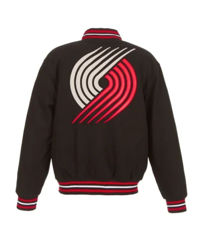Shop Portland Trail Blazers Two-Hit Full-Snap Black Varsity Wool Jacket