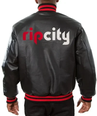 Portland Trail Blazers Black Varsity Leather Jacket