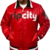 Rip City Portland Trailblazers Red Varsity Full-Zip Satin Jacket