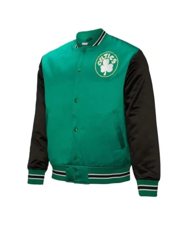 Boston CeltiGreenBlack Boston Celtics Primetime Full-Snap Jacketcs Primetime Full-Snap Satin Jacket