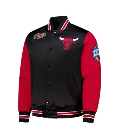 Shop BlackRed Chicago Bulls Primetime Full-Snap Satin Jacket