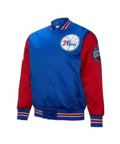 Shop RoyalRed Philadelphia 76ers Primetime Full-Snap Satin Jacket