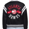 Atlanta Hawks Printed Logo Varsity Satin Cream Jacket