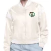 Printed Logo Boston Celtics Varsity Full-Snap Satin Jacket