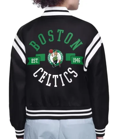 Boston Celtics Printed Logo Varsity Satin Jacket