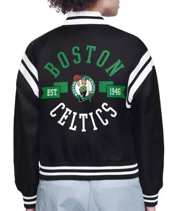 Boston Celtics Printed Logo Varsity Satin Jacket