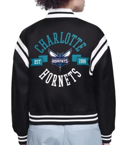 Shop Charlotte Hornets Printed Logo Varsity Satin Jacket