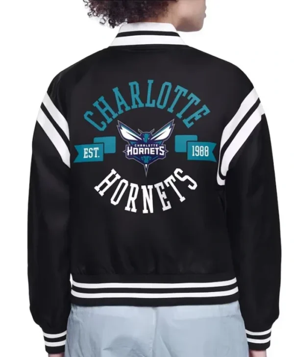 Shop Charlotte Hornets Printed Logo Varsity Satin Jacket