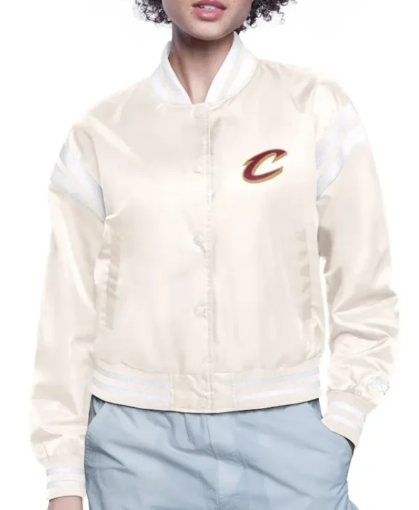 Shop Cleveland Cavaliers Printed Logo Varsity Satin Jacket