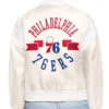Printed Logo Philadelphia 76ers Varsity Full-Snap Satin Jacket