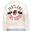 Printed Logo Portland Trail Blazers Varsity Full-Snap Satin Jacket