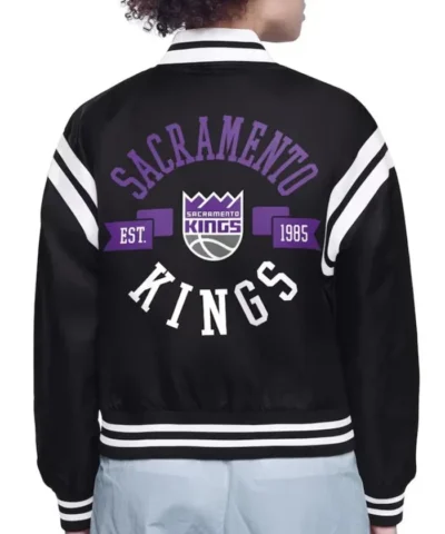 Sacramento Kings Printed Logo Varsity Satin Jacket