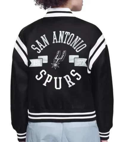 San Antonio Spurs Printed Logo Satin Varsity Jacket