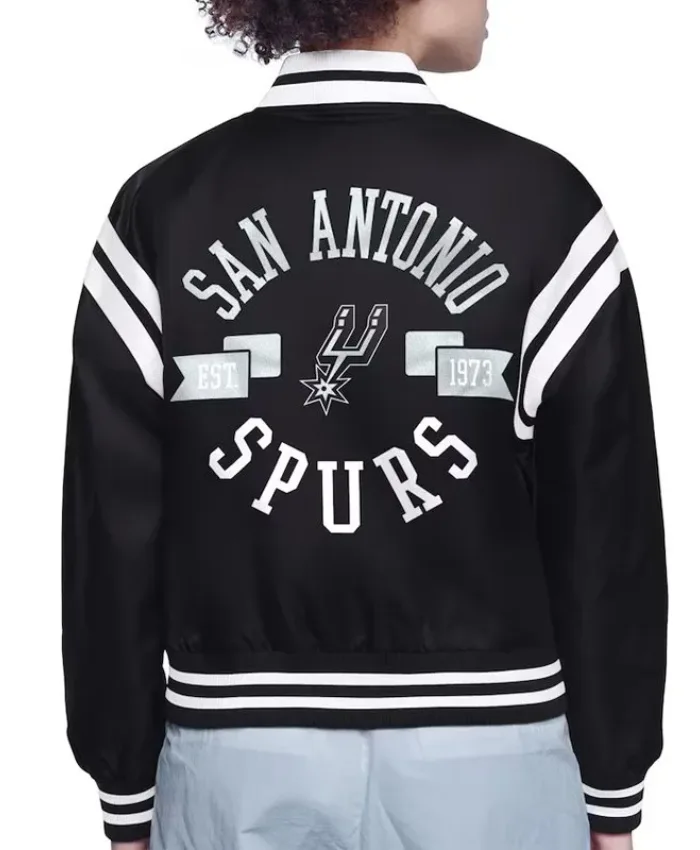 San Antonio Spurs Printed Logo Satin Varsity Jacket
